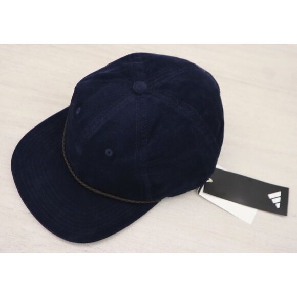 Adidas IM9239 Men's OSFM Navy Blue Leather Cord Corduroy Golf Strapback Hat - Picture 4 of 10